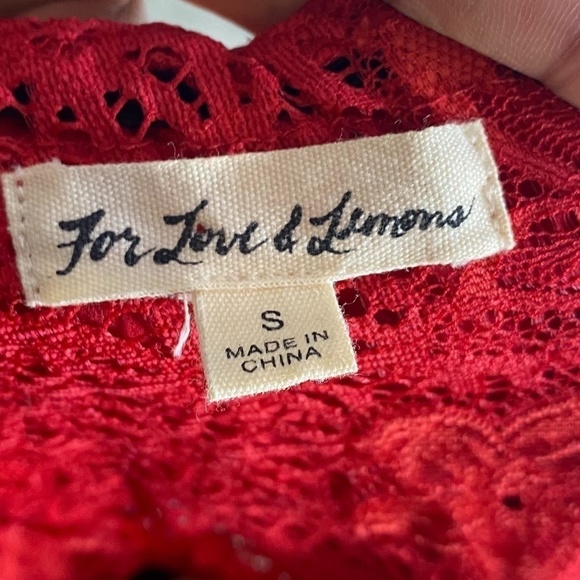 For Love & Lemons Red Lace Chianti Off Shoulder Ruffle Dress SZ S - Picture 4 of 7